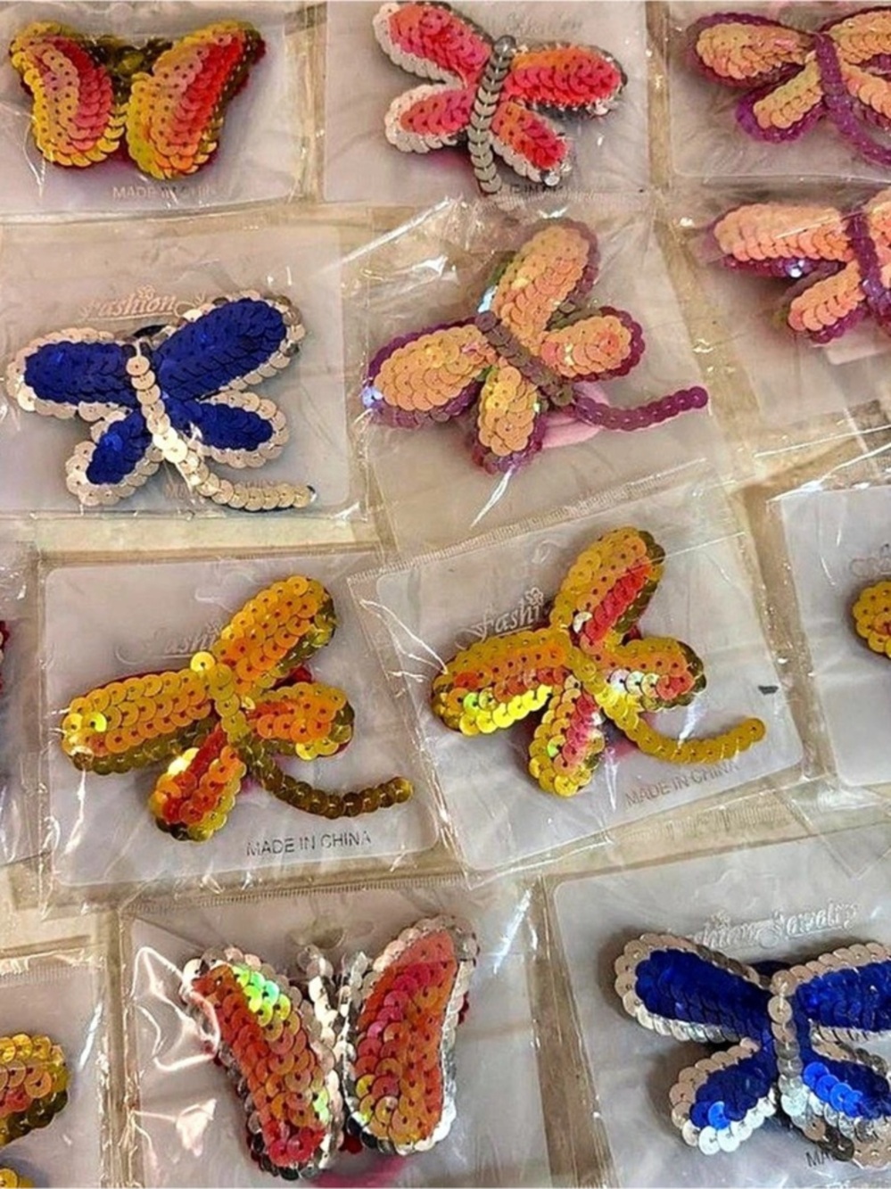 Sequin Butterfly Hair Accessories Yellow & Pink